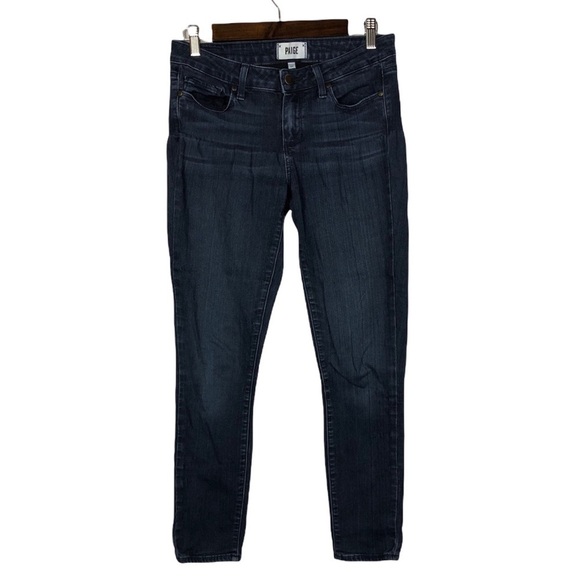 PAIGE Dark Blue Wash Verdugo Skinny Ankle Cropped Jeans 29 - Picture 2 of 10